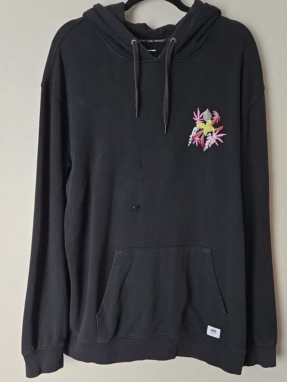 Vans Anaheim Print Mash Up Hoodie Mens XL Black Floral Distressed Skate